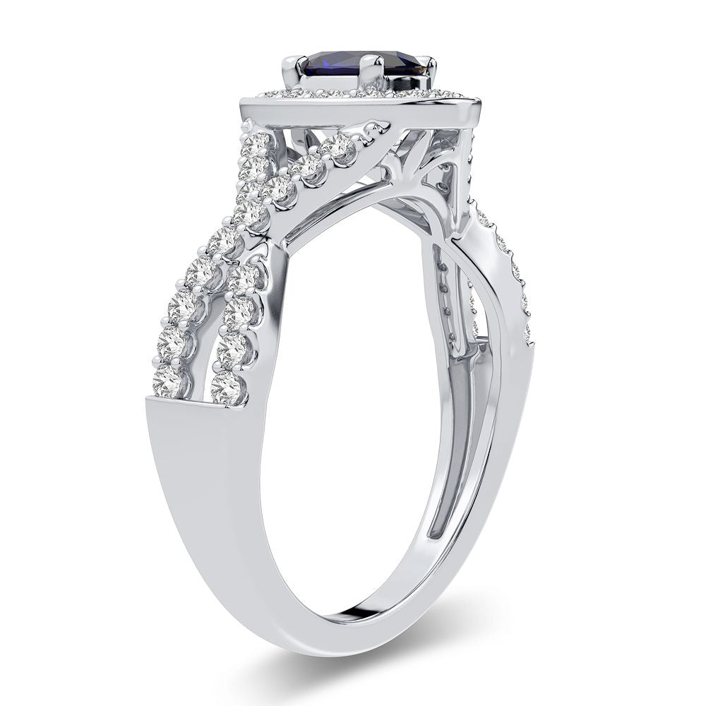 14K 0.40CT Diamond Sapphire Ring