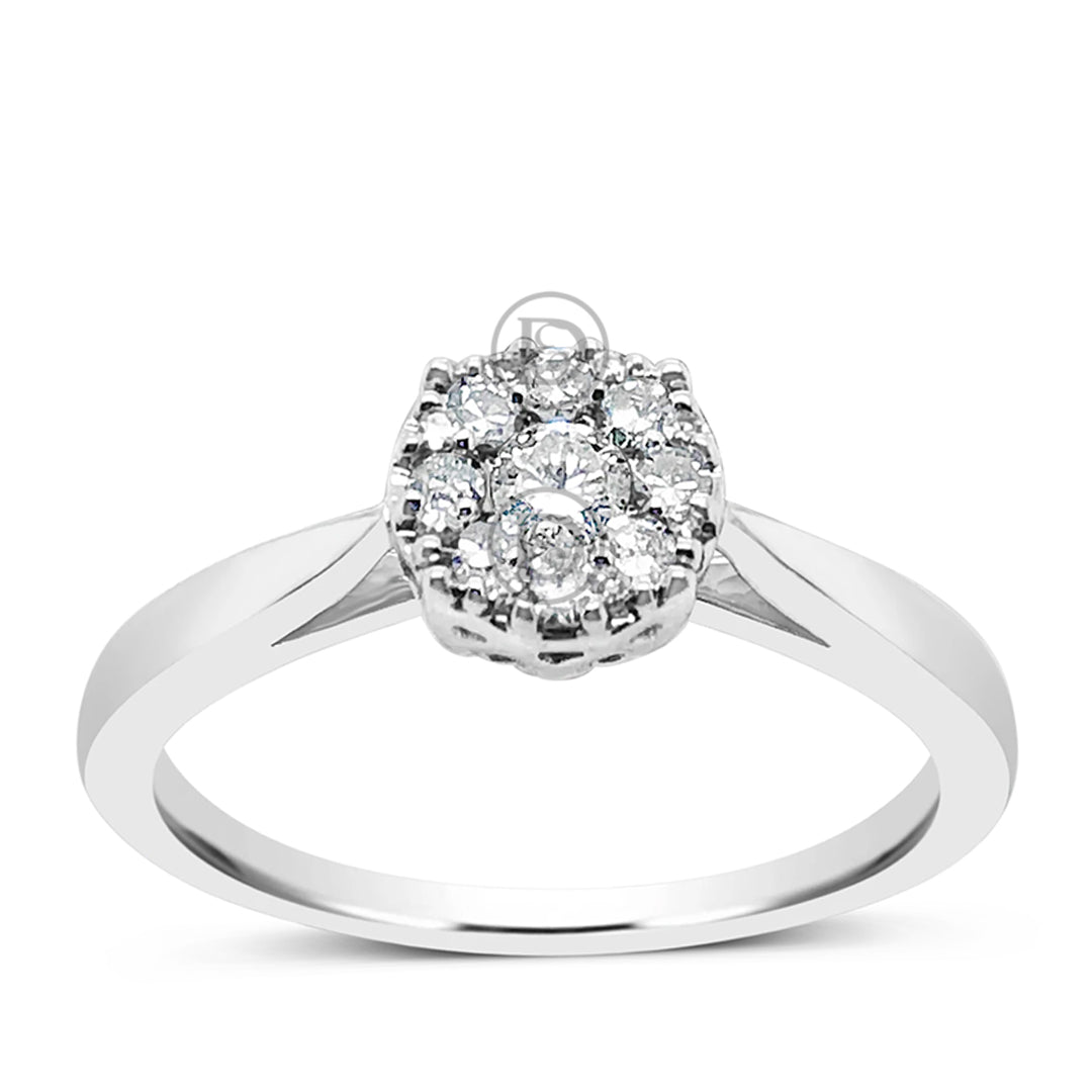 Diamond Halo Engagement Ring.25 CTW Round Cut 14K White Gold
