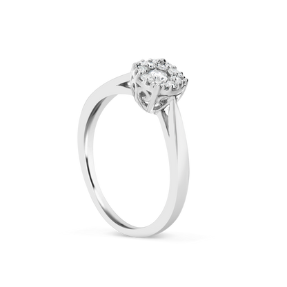 Diamond Halo Engagement Ring.25 CTW Round Cut 14K White Gold