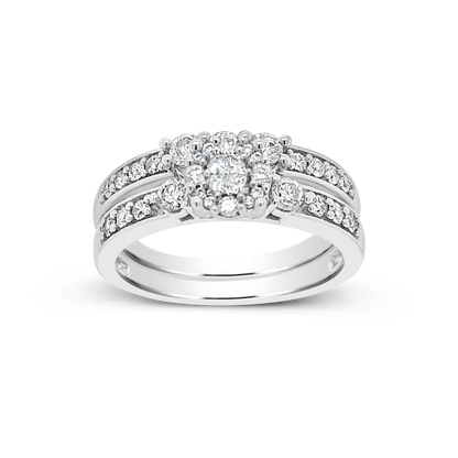 Diamond Halo Engagement Ring .75 CTW Round Cut 14K White Gold
