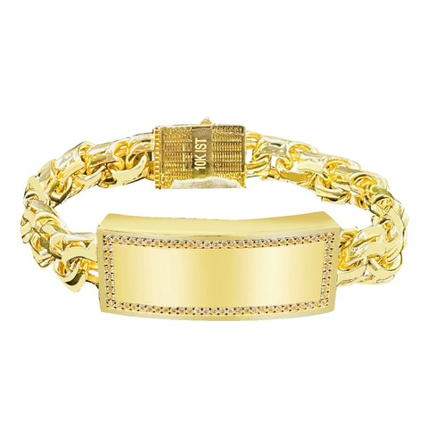 10K yellow gold CZ chino link ID bracelet with Saint Jude