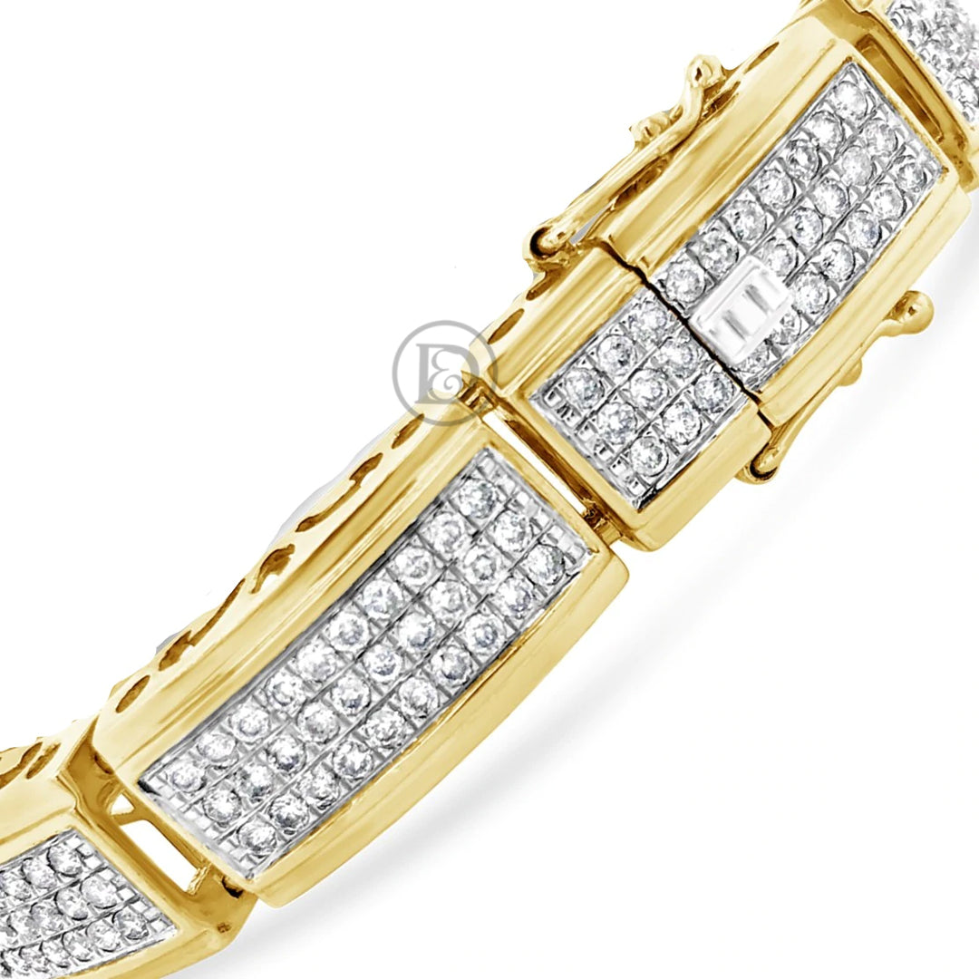 10K Solid Yellow Gold 5.70CT tw Round Cut Custom Diamond Bracelet