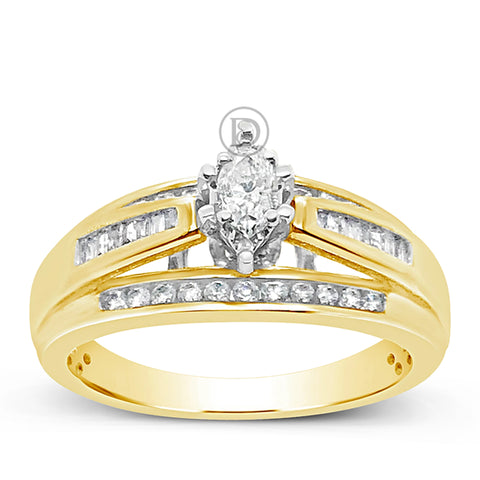 Diamond Engagement Ring .50 CTW Marquise Cut 10K Yellow Gold