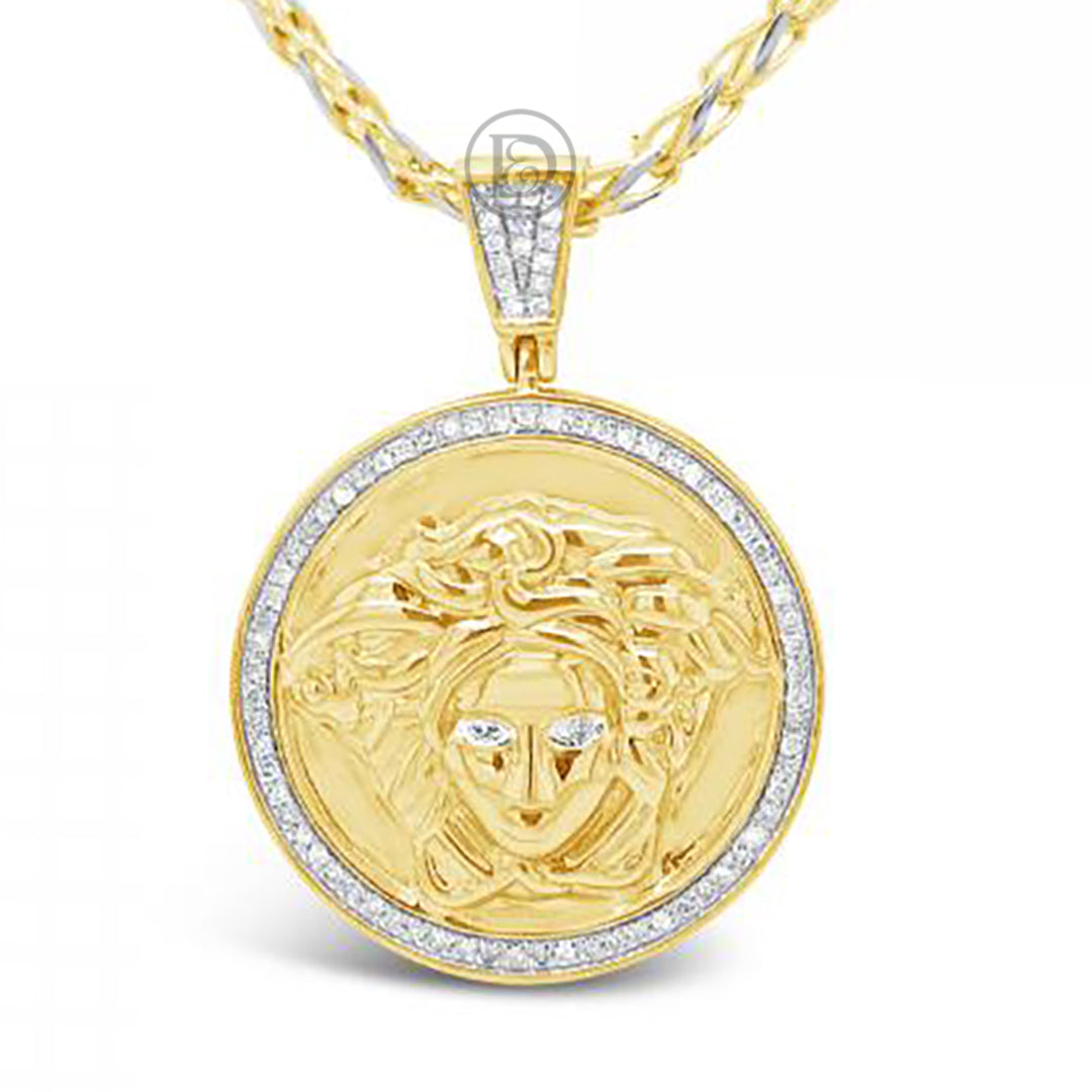 Diamond Designer Medusa Pendant .25 CTW Round Cut 10K Yellow Gold