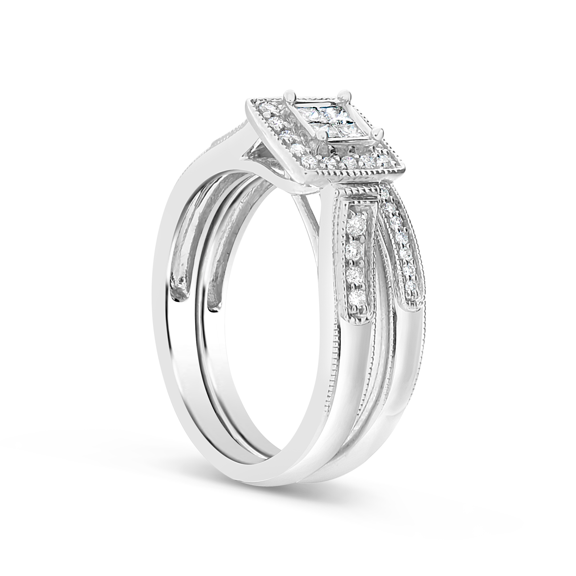 Diamond Halo Engagement Ring .35 CTW Princess Cut 14K White Gold