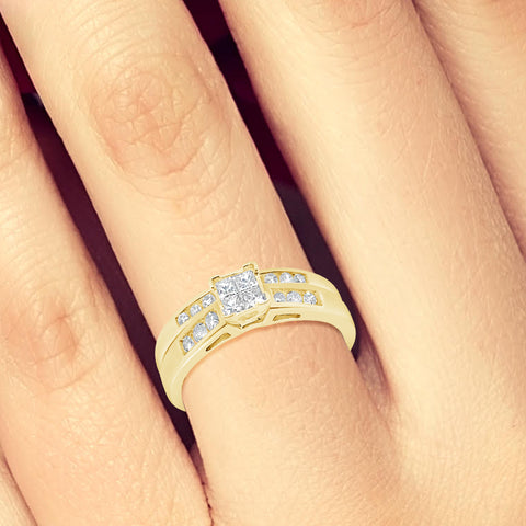 Diamond Engagement Ring .50 CTW Princess Cut 10K Yellow Gold