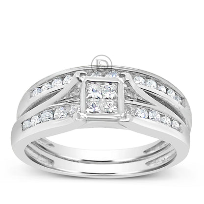 Diamond Engagement Ring .50 CTW Princess & Round Cut 10K White Gold