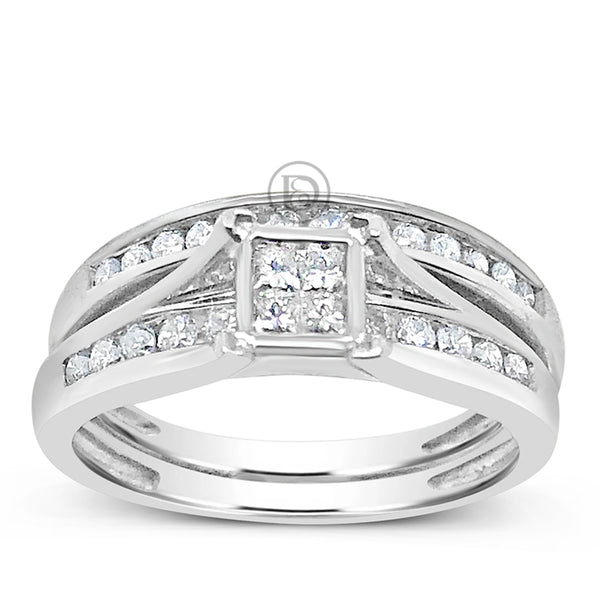 Diamond Engagement Ring .50 CTW Princess & Round Cut 10K White Gold