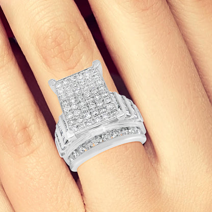 Diamond Ring 4.05 CTW Princess Cut w/ Baguettes & Round Cut 10K White Gold
