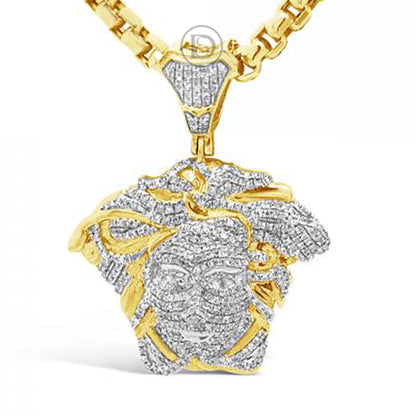 Diamond Designer Medusa Pendant .70 CTW Round Cut 10K Yellow Gold