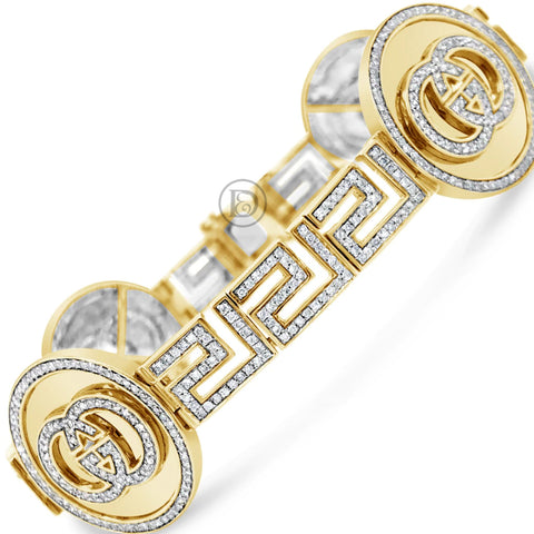 10K Solid Yellow Gold 2.75CT tw Round Cut Diamond Designer Bracelet