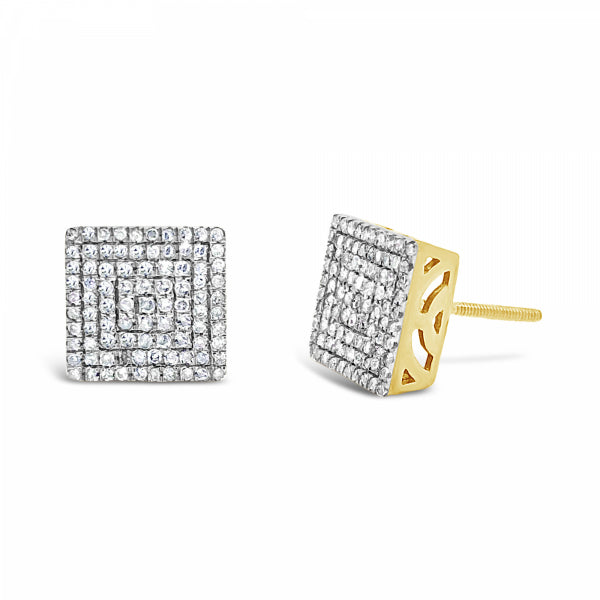 10K Yellow Gold .50ct Diamond Square Earrings