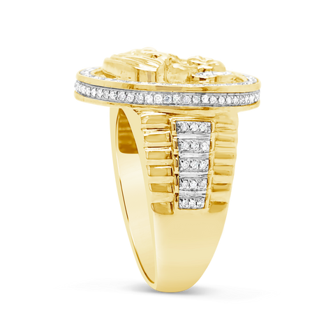 Diamond Virgin Mary Ring .55 CTW Round Cut 10K Yellow Gold