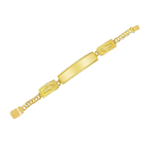 10K yellow gold chino link ID bracelet with Saint Jude