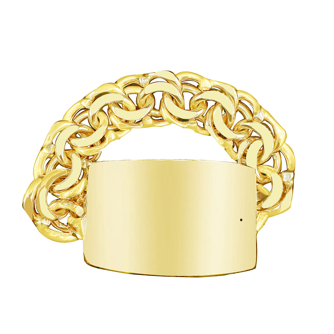 10K Yellow Gold Chino Link ID Bracelet Exotic Diamonds