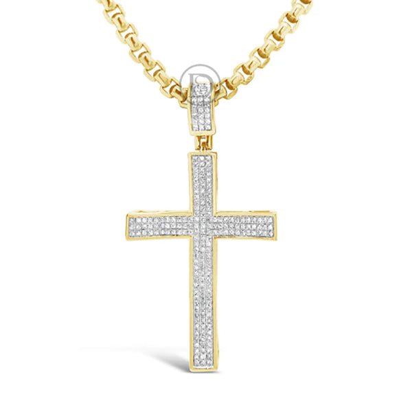 Diamond Cross Pendant 0.45 CTW Round Cut 10K Yellow Gold