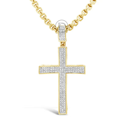 Diamond Cross Pendant 0.45 CTW Round Cut 10K Yellow Gold