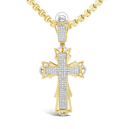 Diamond Cross Pendant .55 CTW Round Cut 10K Yellow Gold