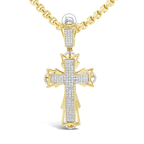 Diamond Cross Pendant .55 CTW Round Cut 10K Yellow Gold