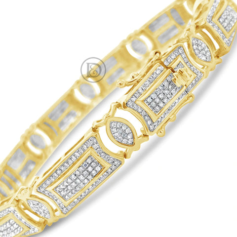 10K Solid Yellow Gold 1.60CT tw Round Cut Custom Diamond Bracelet