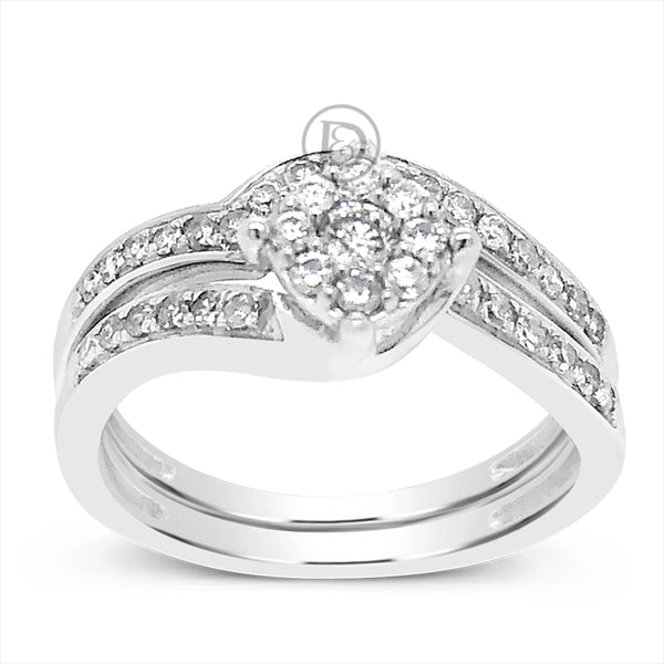Diamond Halo Engagement Ring .50 CTW Round Cut 10K White Gold