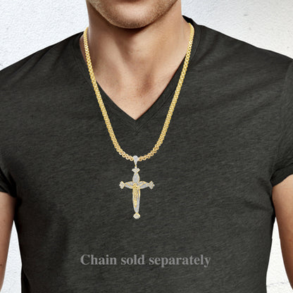 Diamond Cross Pendant 1.18 CTW Round Cut 10K Yellow Gold