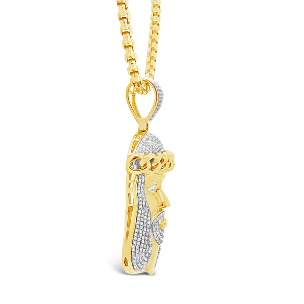 Diamond Jesus Pendant 1.55 CTW Round Cut 10K Yellow Gold