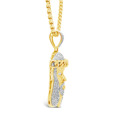Diamond Jesus Pendant 1.55 CTW Round Cut 10K Yellow Gold