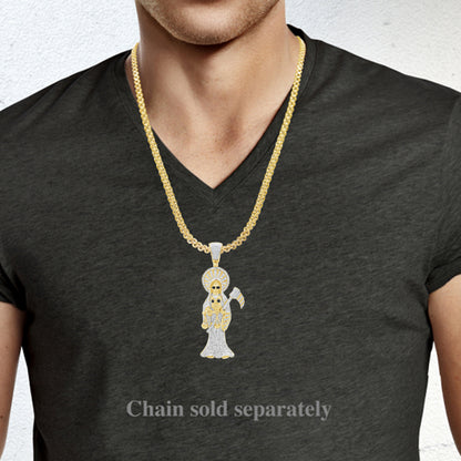 Diamond Reaper Pendant 3.71 CTW Round Cut 10K Yellow Gold