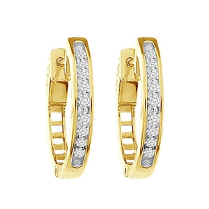 LADIES HOOPS 1 CT ROUND DIAMOND 10K YELLOW GOLD