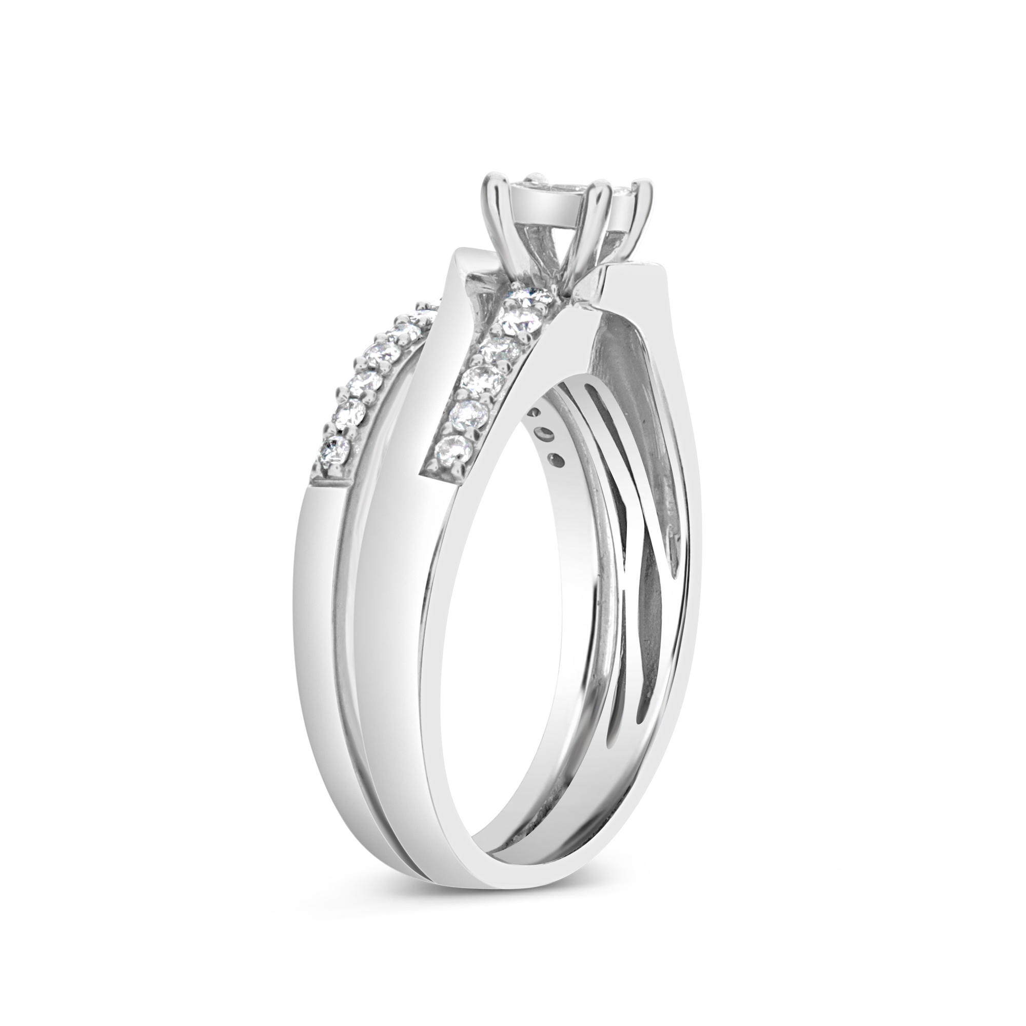 Diamond Engagement Ring .50 CTW Princess w/ Round Cut 10K White Gold