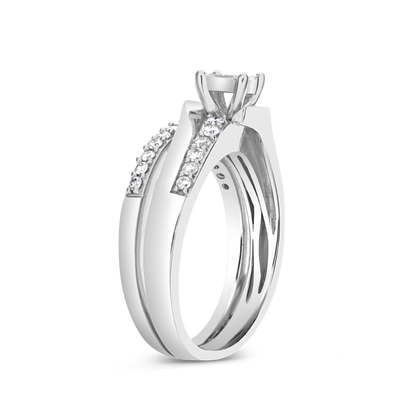 Diamond Engagement Ring .50 CTW Princess w/ Round Cut 10K White Gold