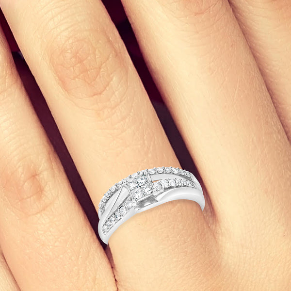 Diamond Engagement Ring .50 CTW Princess w/ Round Cut 10K White Gold