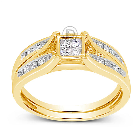 Diamond Engagement Ring .50 CTW Princess & Round Cut 10K Yellow Gold
