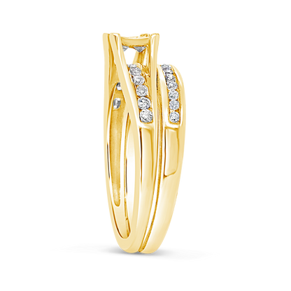 Diamond Engagement Ring .50 CTW Princess & Round Cut 10K Yellow Gold