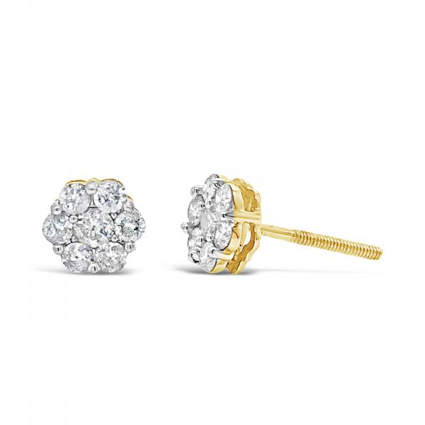10K Yellow Gold .50ct Diamond Cluster Earrings