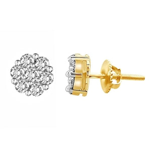 LADIES EARRING 1 CT ROUND DIAMOND 14K YELLOW GOLD