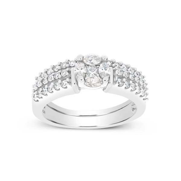 Diamond Engagement Ring .80 CTW Princess w/ Round Cut 14K White Gold