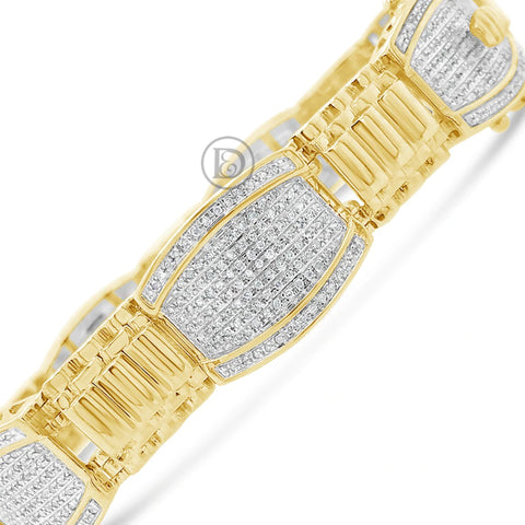 10K Solid Yellow Gold 1.85CT tw Custom Fashion Diamond Bracelet with Diamond Lock
