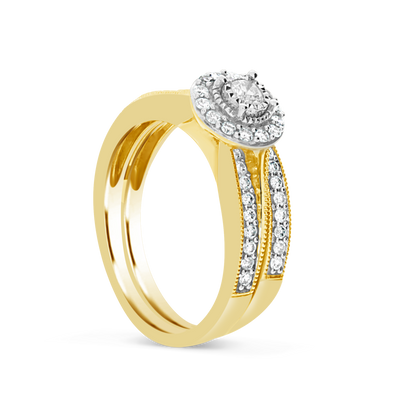 Diamond Halo Engagement Ring .50 CTW  Round Cut 14K Yellow Gold