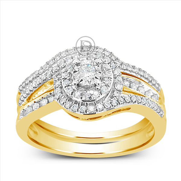 Diamond Halo Engagement Ring .33 CTW Round Cut 10K Yellow Gold