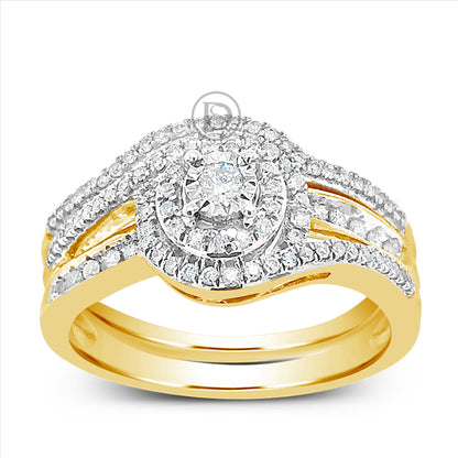 Diamond Halo Engagement Ring .33 CTW Round Cut 10K Yellow Gold