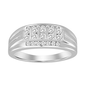 MEN'S RING  SET 1/2 CT ROUND DIAMOND 10K WHITE GOLD