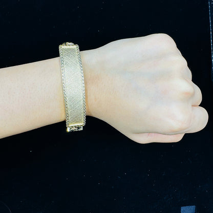 10K yellow gold chino link ID bracelet with Santa Muerte