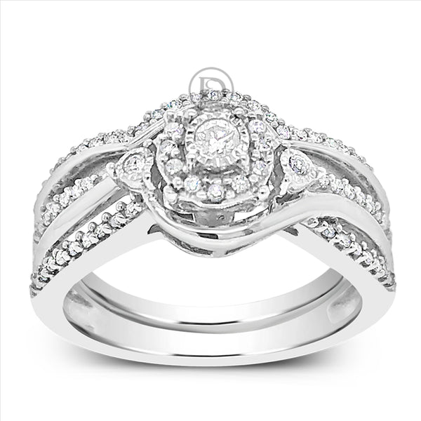Diamond Halo Engagement Ring .33 CTW Round Cut 14K White Gold