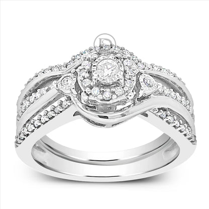 Diamond Halo Engagement Ring .33 CTW Round Cut 14K White Gold