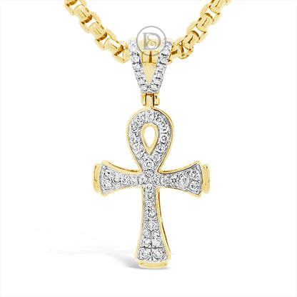Diamond Cross Pendant .75 CTW Round Cut 10K Yellow Gold