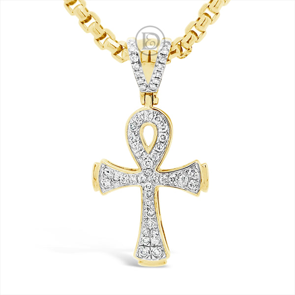 Diamond Cross Pendant .75 CTW Round Cut 10K Yellow Gold