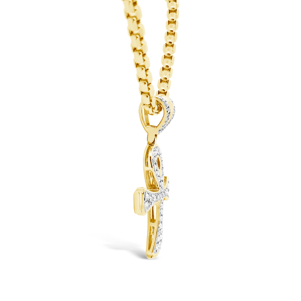 Diamond Cross Pendant .75 CTW Round Cut 10K Yellow Gold
