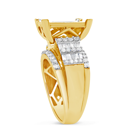 Diamond Engagement Ring 2 CTW Princess & Round Cut w/ Baguettes 10K Yellow Gold